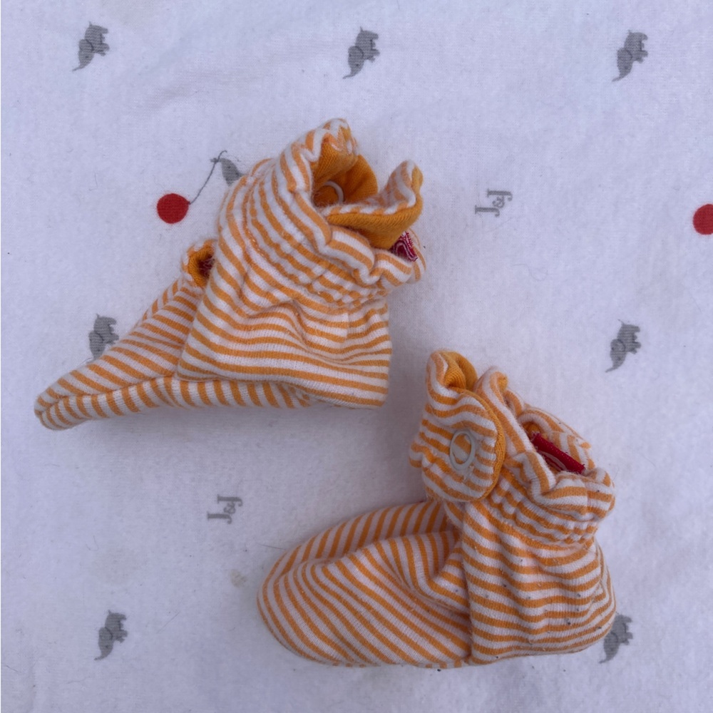 Orange/White Stripe Zutano Booties
